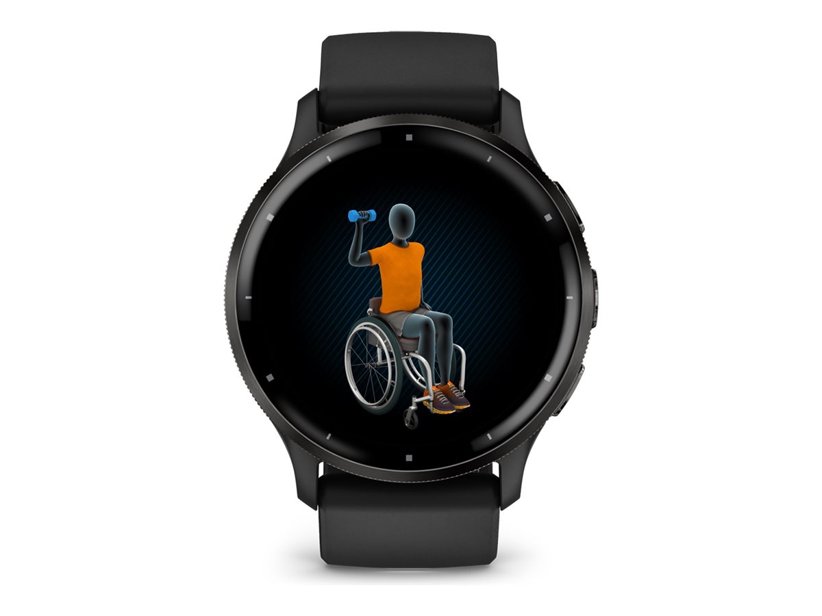 Garmin Venu 3 - 45 mm - schwarzes faserverstärktes Polymer - intelligente Uhr mit Band - Silikon - Handgelenkgröße 135-200 mm - Anzeige 3.54 cm (1.4")