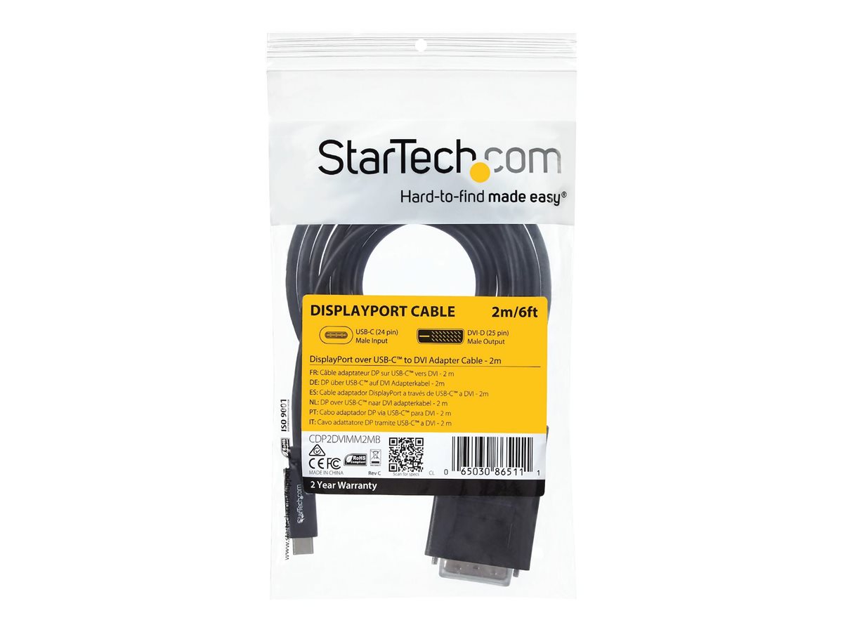 StarTech.com StarTech USB-C to DVI Cable - 6 ft  2m - 1080p - 1920x1200 - USB-C DVI Monitor Cable - USB C Cable - Computer Monitor Cable (CDP2DVIMM2MB)