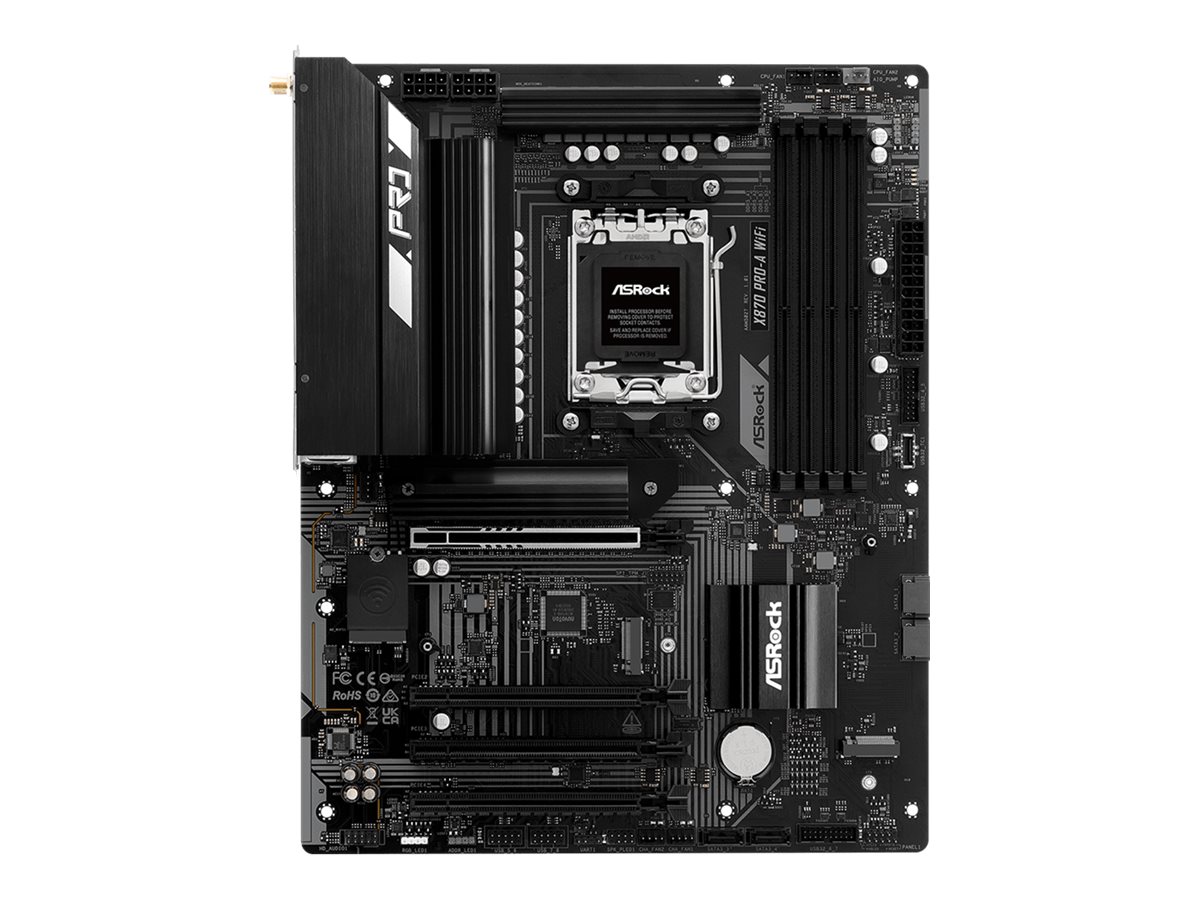 ASRock X870 PRO-A WIFI - Motherboard - ATX - Socket AM5 - AMD X870 Chipsatz - USB4, USB 3.2 Gen 1, USB 3.2 Gen 2, USB-C 3.2 Gen 1 - 2.5 Gigabit LAN, Wi-Fi 7, Bluetooth - Onboard-Grafik (CPU erforderlich)