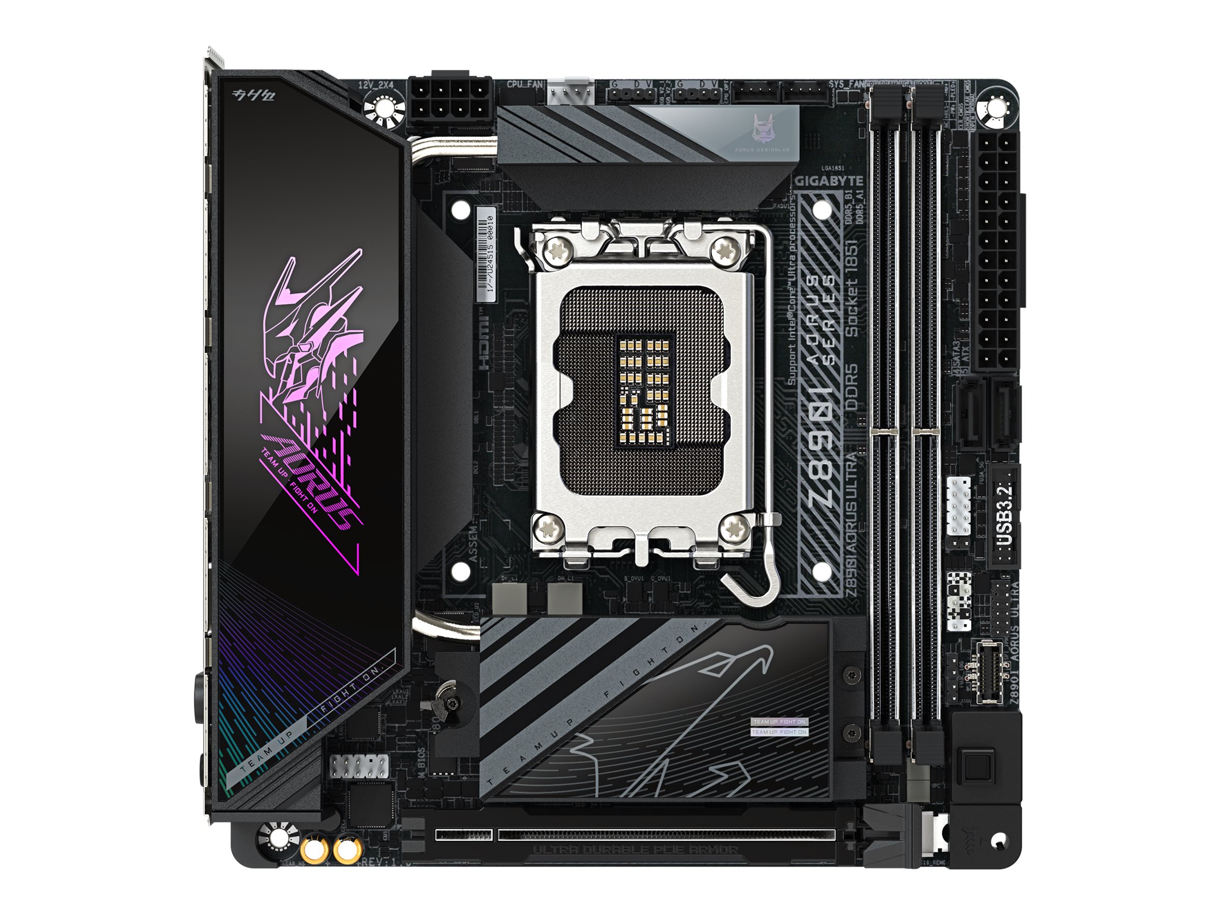 Gigabyte AORUS Z890I ULTRA - Motherboard - Mini-ITX - LGA1851-Sockel - Z890 Chipsatz - USB4, USB-C 3.2 Gen2, USB 3.2 Gen 2, USB 3.2 Gen 1 - 2.5 Gigabit LAN, Wi-Fi 7, Bluetooth - Onboard-Grafik (CPU erforderlich)