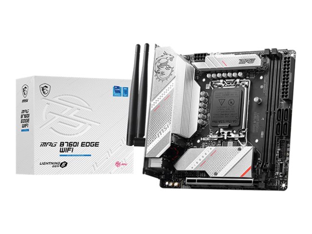 MSI MPG B760I EDGE WIFI - Motherboard - Mini-ITX - LGA1700-Sockel - B760 Chipsatz - USB 3.2 Gen 2, USB 3.2 Gen 1, USB-C 3.2 Gen2 - 2.5 Gigabit LAN, Wi-Fi 6E, Bluetooth - Onboard-Grafik (CPU erforderlich)