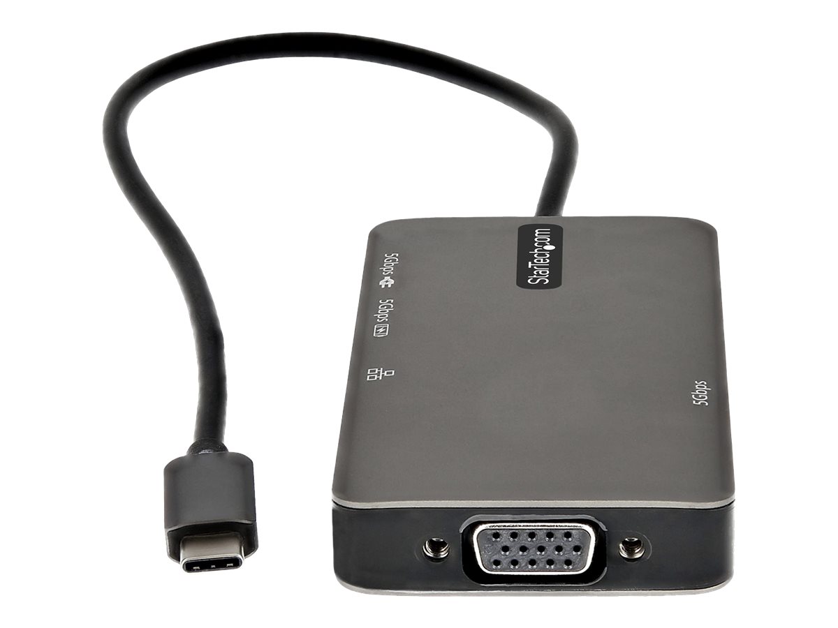 StarTech.com USB-C Multiport Adapter - USB-C auf 4K 30Hz HDMI oder 1080p VGA - USB Typ-C Mini Dock mit 100W Power Delivery Passthrough, 3-Port USB Hub 5 Gbits, GbE - 30cm Kabel (DKT30CHVPD2)