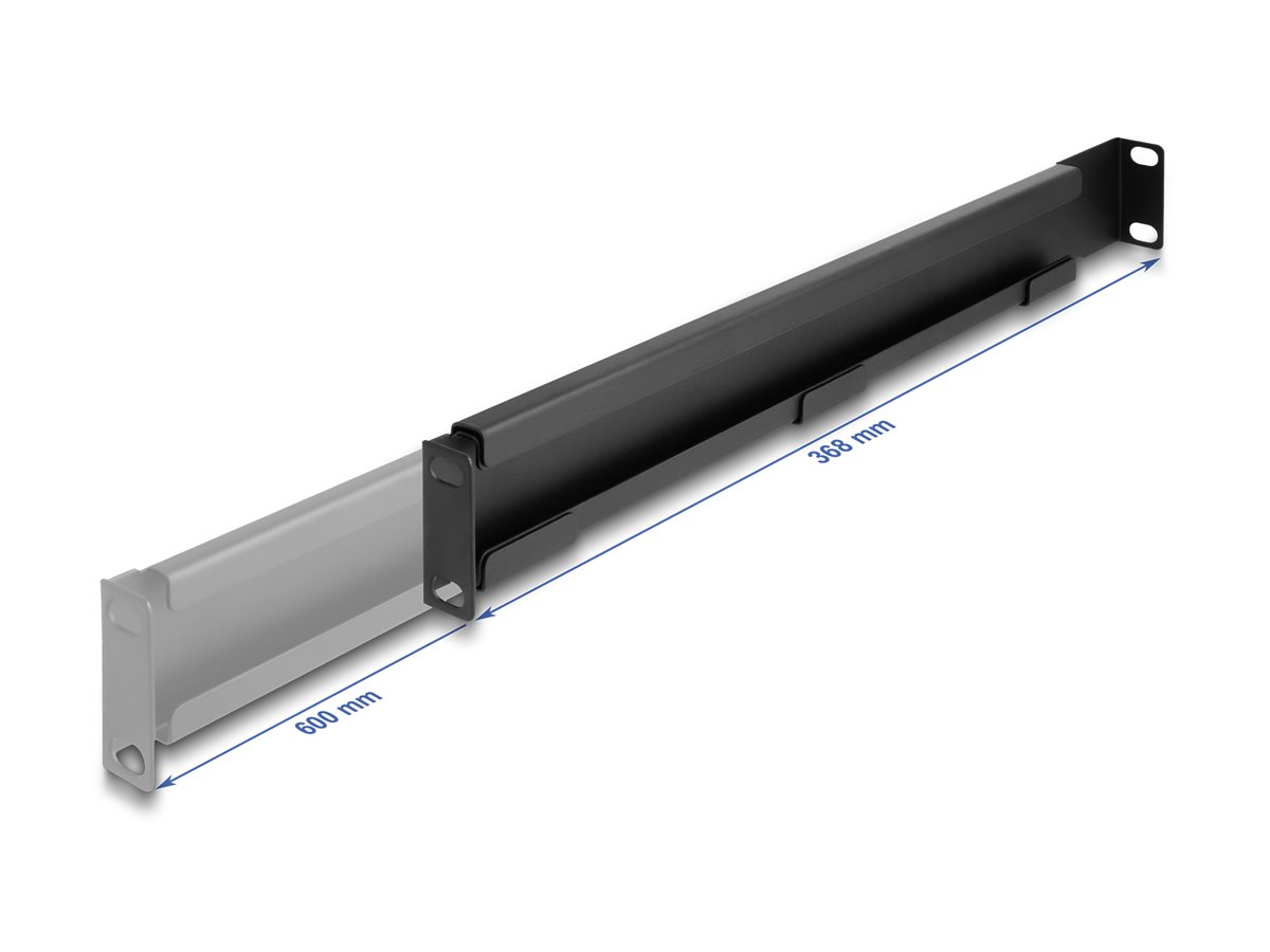 Delock Rack Bracket - einstellbare Länge 368 - 600 mm - Seite - Schwarz - 1U - 48.3 cm (19")