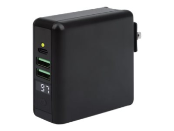 Manhattan 4-in-1 Travel Wall Charger and Powerbank 8,000 mAh, USAUKEuro 2-pin Plugs, Output 1x USB-C, 2x USB-A ports and Wireless Charging Pad (5W)