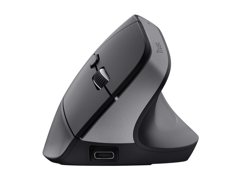 Trust Bayo+ - Vertikale Maus - ergonomisch - Für Rechtshänder - optisch - 6 Tasten - kabellos - 2.4 GHz - kabelloser Empfänger (USB)