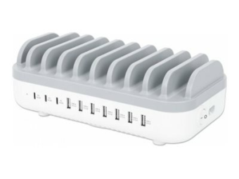 Manhattan Charging Station, 10x Ports 3x USB-C (up to 18W PD)