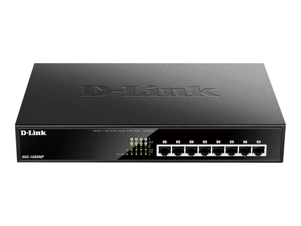 D-Link DGS 1008MP - Switch - unmanaged - an Rack montierbar - PoE (140 W)