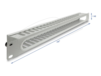 Delock Verlegetafel für Rack-Kabelmanagement - with opening and edge protection - Grau RAL 7035 - 1U - 48.3 cm (19)