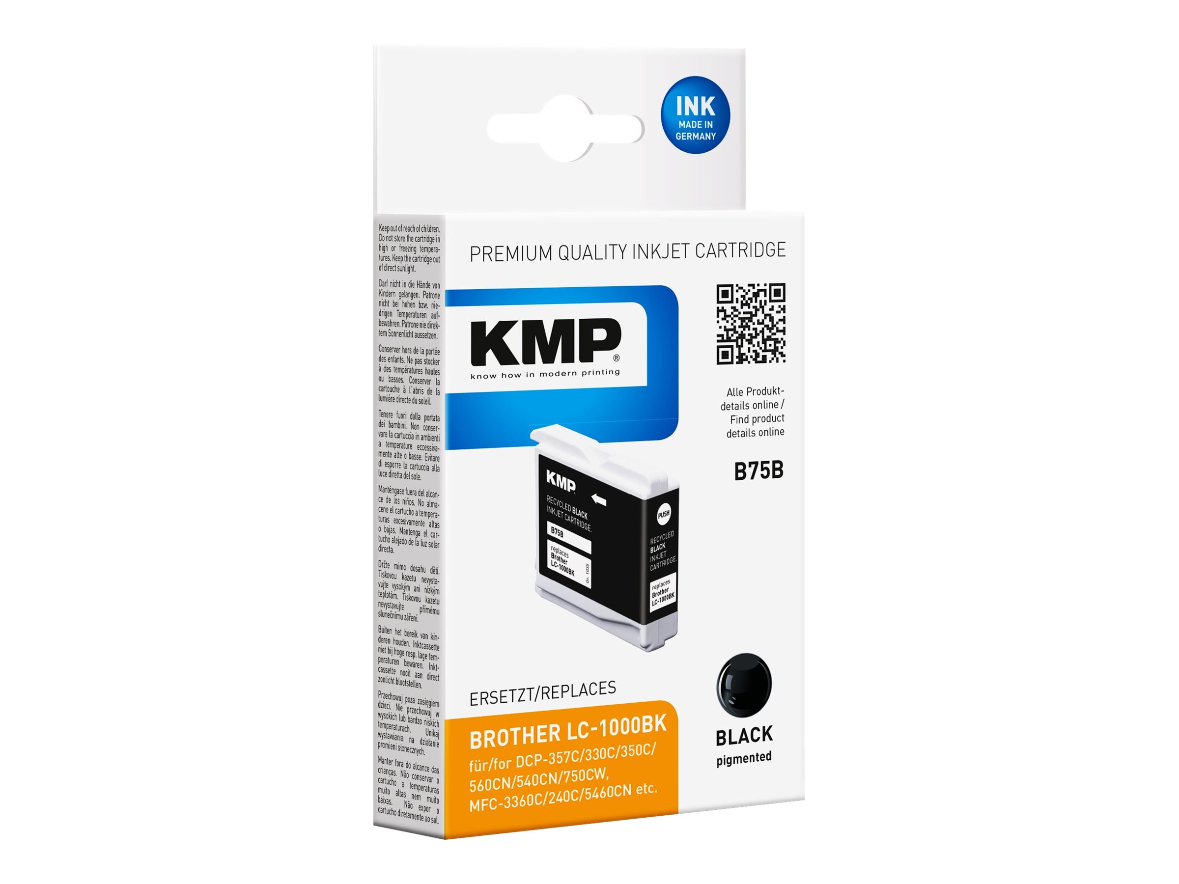 KMP B75B - 16.3 ml - Schwarz - kompatibel - Tintenpatrone (Alternative zu Brother LC1000BK)