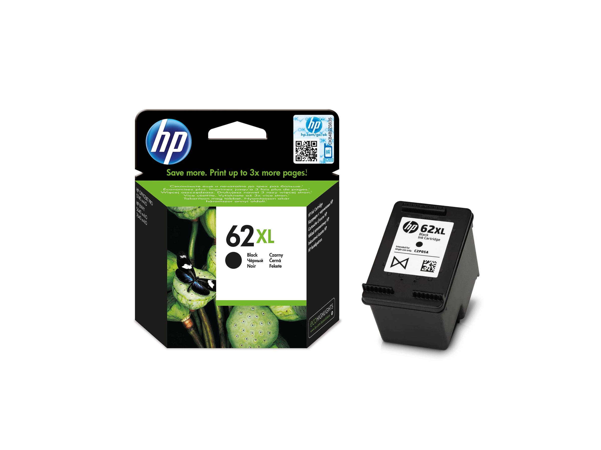 HP 62XL - Hohe Ergiebigkeit - Schwarz - original