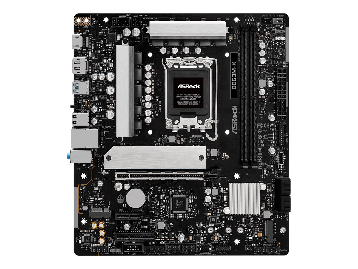 ASRock B860M-X - Motherboard - micro ATX - LGA1851-Sockel - B860 Chipsatz - USB-C 3.2 Gen 2x2, USB-C 3.2 Gen 1, USB 3.2 Gen 1 - 2.5 Gigabit LAN - Onboard-Grafik (CPU erforderlich)