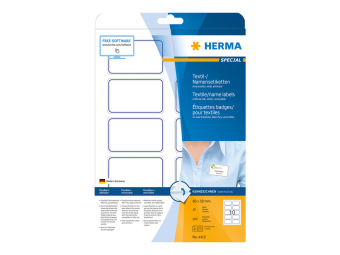 HERMA Special - Seidig - selbstklebend entfernbarer Klebstoff - weiß mit blauem Rand - 80 x 50 mm 200 Etikett(en) (20 Bogen x 10)