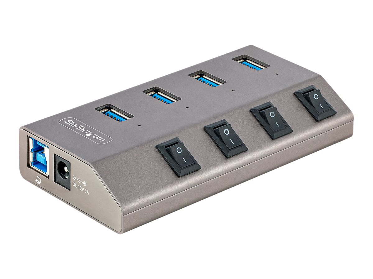 StarTech.com 4-Port Self-Powered USB-C Hub with Individual OnOff Switches, USB 3.0 5Gbps Expansion Hub wPower Supply, DesktopLaptop USB-C to USB-A Hub, 4x BC 1.2 (1.5A)