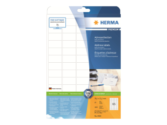 HERMA Premium - Papier - matt - permanent selbstklebend - High White - 38.1 x 21.2 mm 1625 Etikett(en) (25 Bogen x 65)