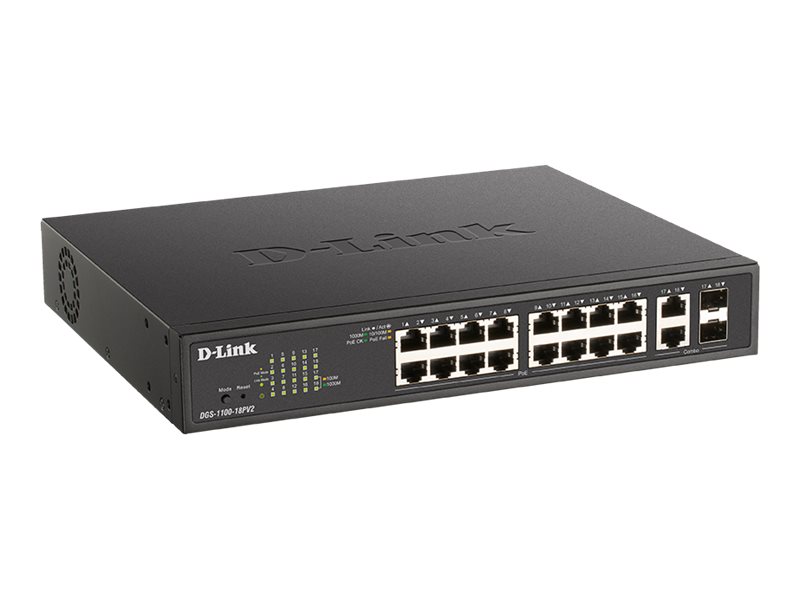D-Link DGS 1100-18PV2 - Switch - Smart - 16 x 101001000 (PoE+)