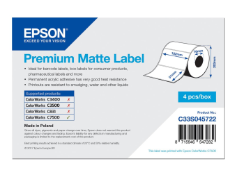 Epson Premium - Matt - permanenter Acrylklebstoff - 102 x 51 mm 9240 Etikett(en) (4 Rolle(n)