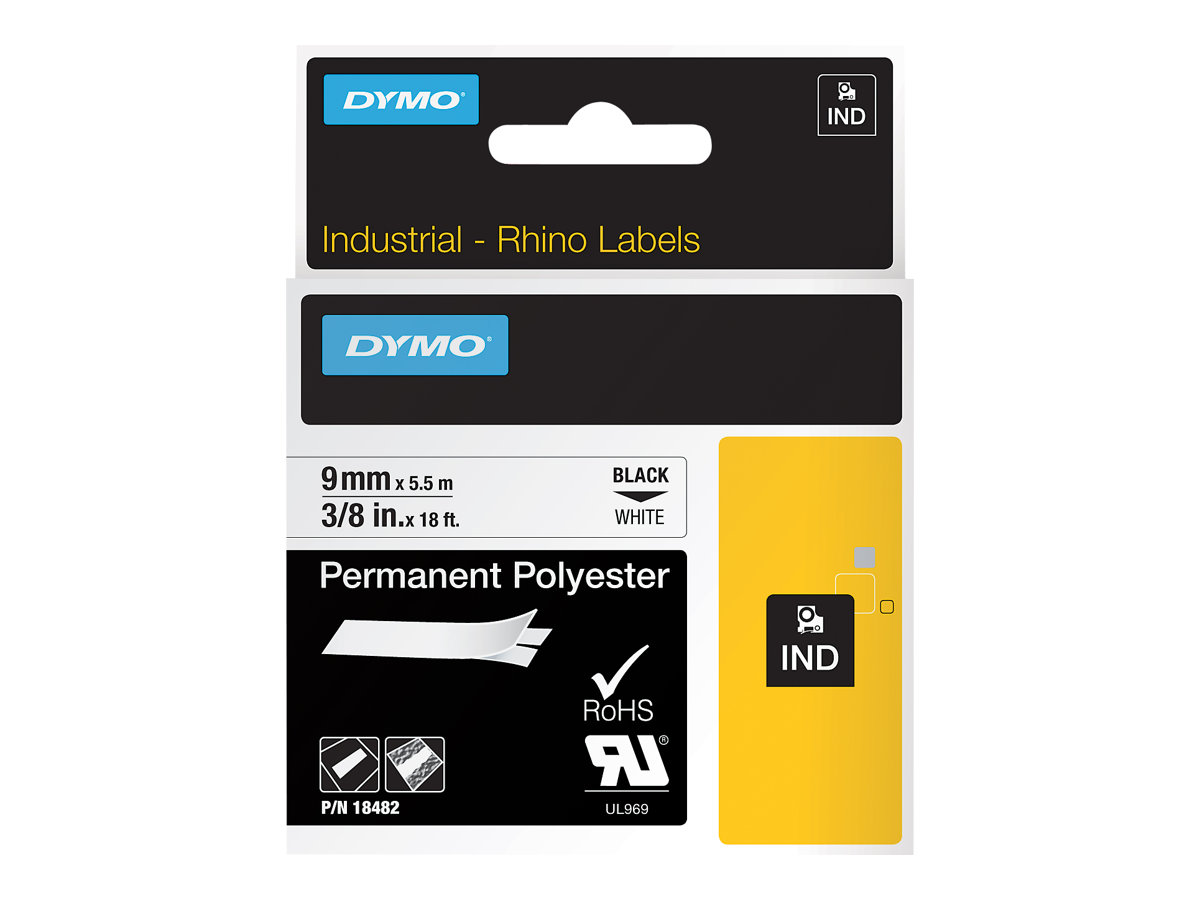 Dymo Polyester - Schwarz auf Weiß - Rolle (0,9 cm x 5,5 m)