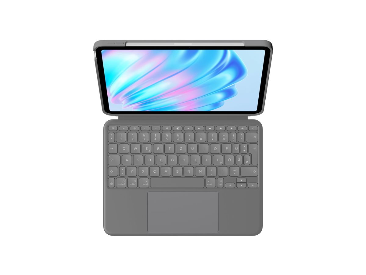 Logitech Combo Touch - Tastatur und Foliohülle - mit Trackpad - hintergrundbeleuchtet - Apple Smart connector - QWERTZ - Deutsch - Oxford Gray - für Apple 10.9-inch iPad Air (5. Generation)