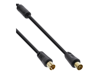 InLine Antennenkabel Premium - 2x geschirmt - mit Filter - >85dB - schwarz - 05m