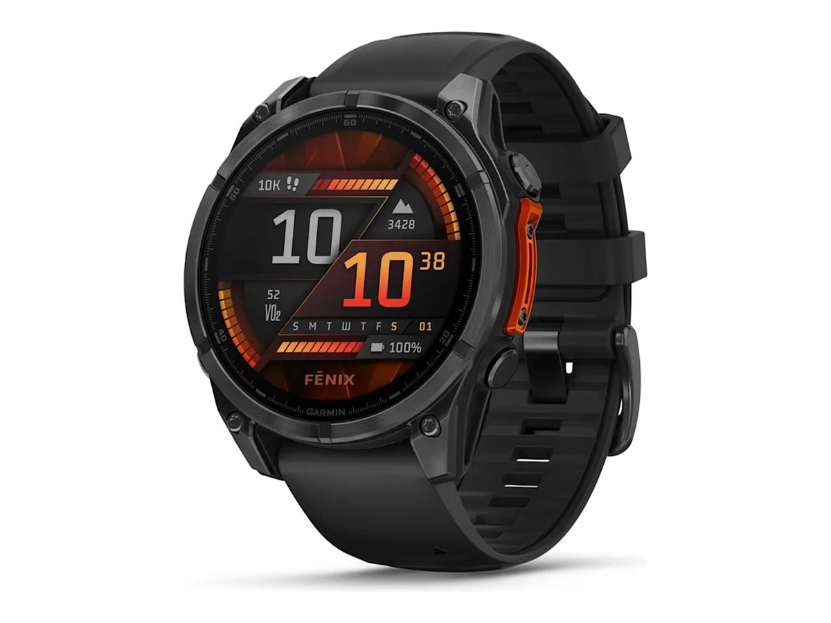 Garmin Fenix 8 - 47 mm - Slate Gray - Sportuhr mit Band - Silikon - schwarz - Handgelenkgröße 125-208 mm - Anzeige 3.556 cm (1.4")