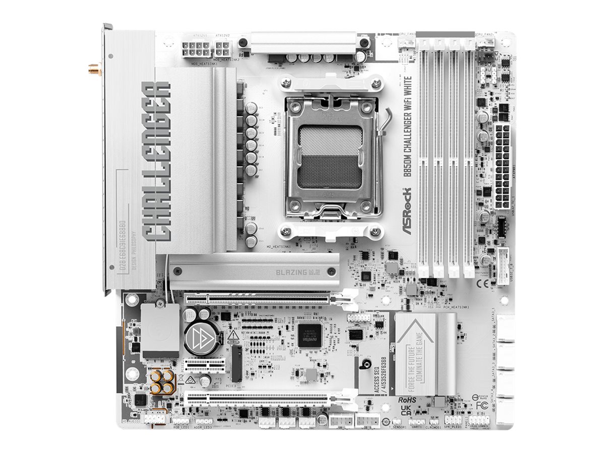 ASRock B850M Challenger WiFi White - Motherboard - micro ATX - Socket AM5 - AMD B850 Chipsatz - USB 3.2 Gen 1, USB-C 3.2 Gen 1 - 2.5 Gigabit LAN, Bluetooth, Wi-Fi 7 - Onboard-Grafik (CPU erforderlich)