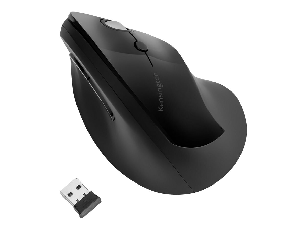 Kensington Pro Fit Ergo Vertical Wireless Mouse - Vertikale Maus - ergonomisch - Für Rechtshänder - 6 Tasten - kabellos - 2.4 GHz - kabelloser Empfänger (USB)