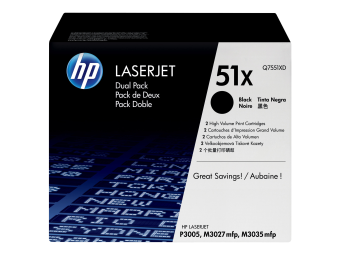 HP 51X - 2er-Pack - Hohe Ergiebigkeit - Schwarz - original - LaserJet - Tonerpatrone (Q7551XD)