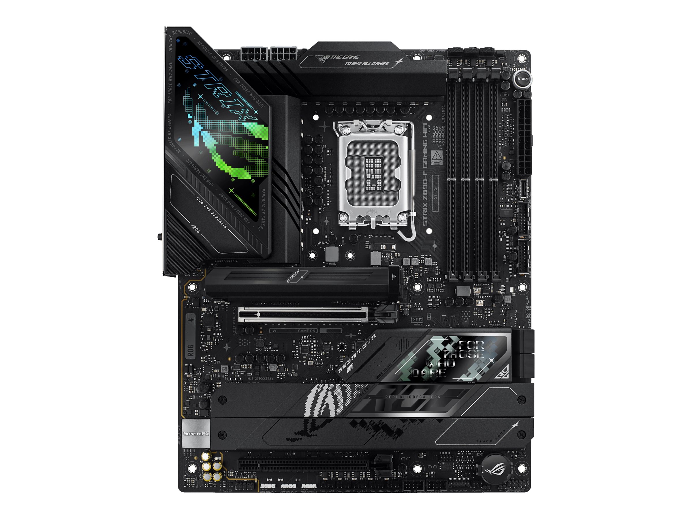 ASUS ROG STRIX Z890-F GAMING WIFI - Motherboard - ATX - LGA1851-Sockel - Z890 Chipsatz - USB-C 3.2 Gen 2x2, USB 3.2 Gen 1, USB 3.2 Gen 2, USB-C 3.2 Gen2, USB4 - 2.5 Gigabit LAN, Wi-Fi 7, Bluetooth - Onboard-Grafik (CPU erforderlich)