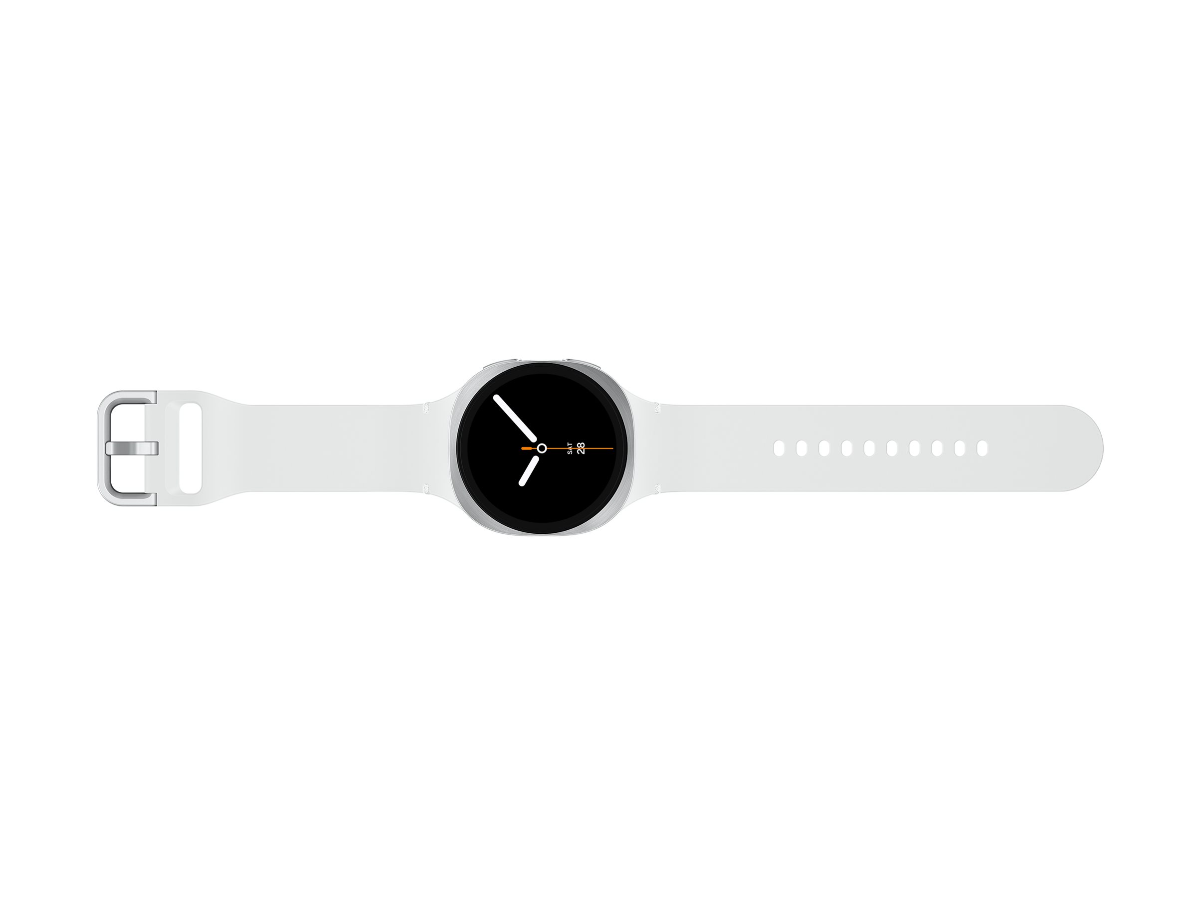 Samsung Galaxy Watch8 - 40 mm - silber - intelligente Uhr mit Sportband - Gummi - weiß - Bandgröße SM - Anzeige 3.4 cm (1.34")