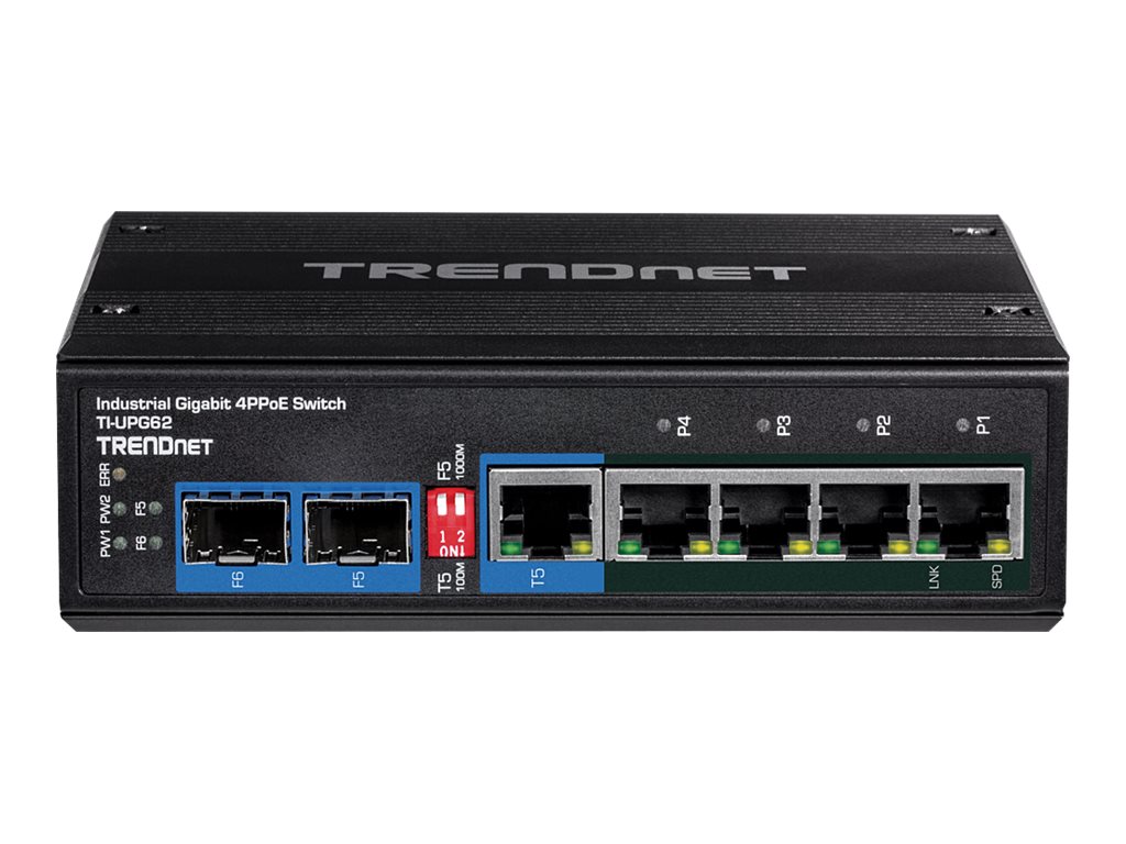 TRENDnet TI-UPG62 - Switch - unmanaged - 4 x 101001000 (PoE+)