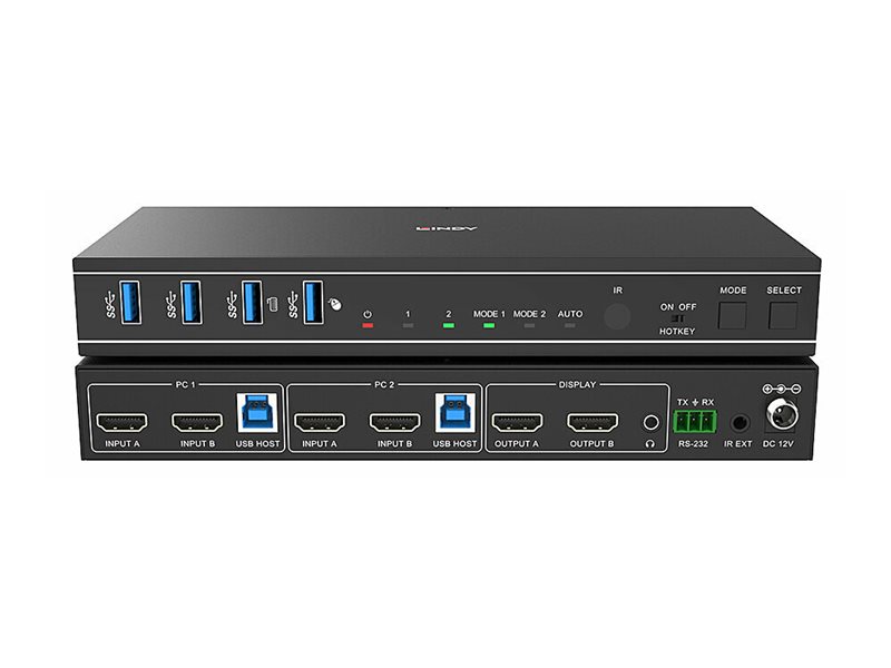 Lindy KVM-Audio-USB-Switch - Dual-Head, HDMI