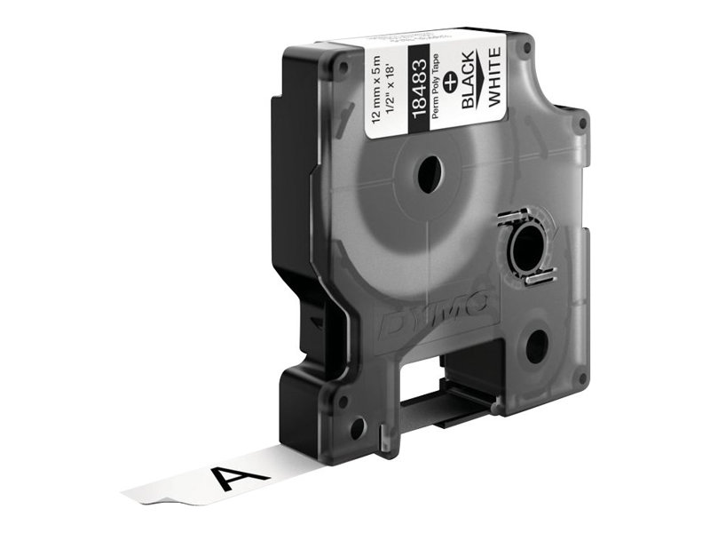 Dymo IND - Polyester - permanenter Klebstoff - Schwarz auf Weiß - Rolle (1,2 cm x 5 m)
