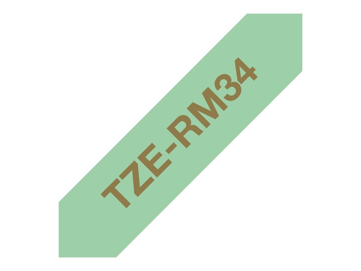 Brother TZe-RM34 - Seidig - Gold auf mintgrün - Rolle (1,2 cm x 4 m)