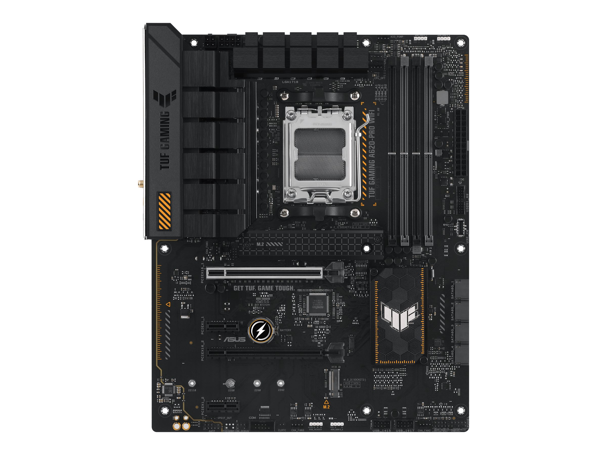 ASUS TUF GAMING A620-PRO WIFI - Motherboard - ATX - Socket AM5 - AMD A620 Chipsatz - USB 3.1 Gen 1, USB-C 3.2 Gen 1 - 2.5 Gigabit LAN, Wi-Fi 6, Bluetooth - Onboard-Grafik (CPU erforderlich)