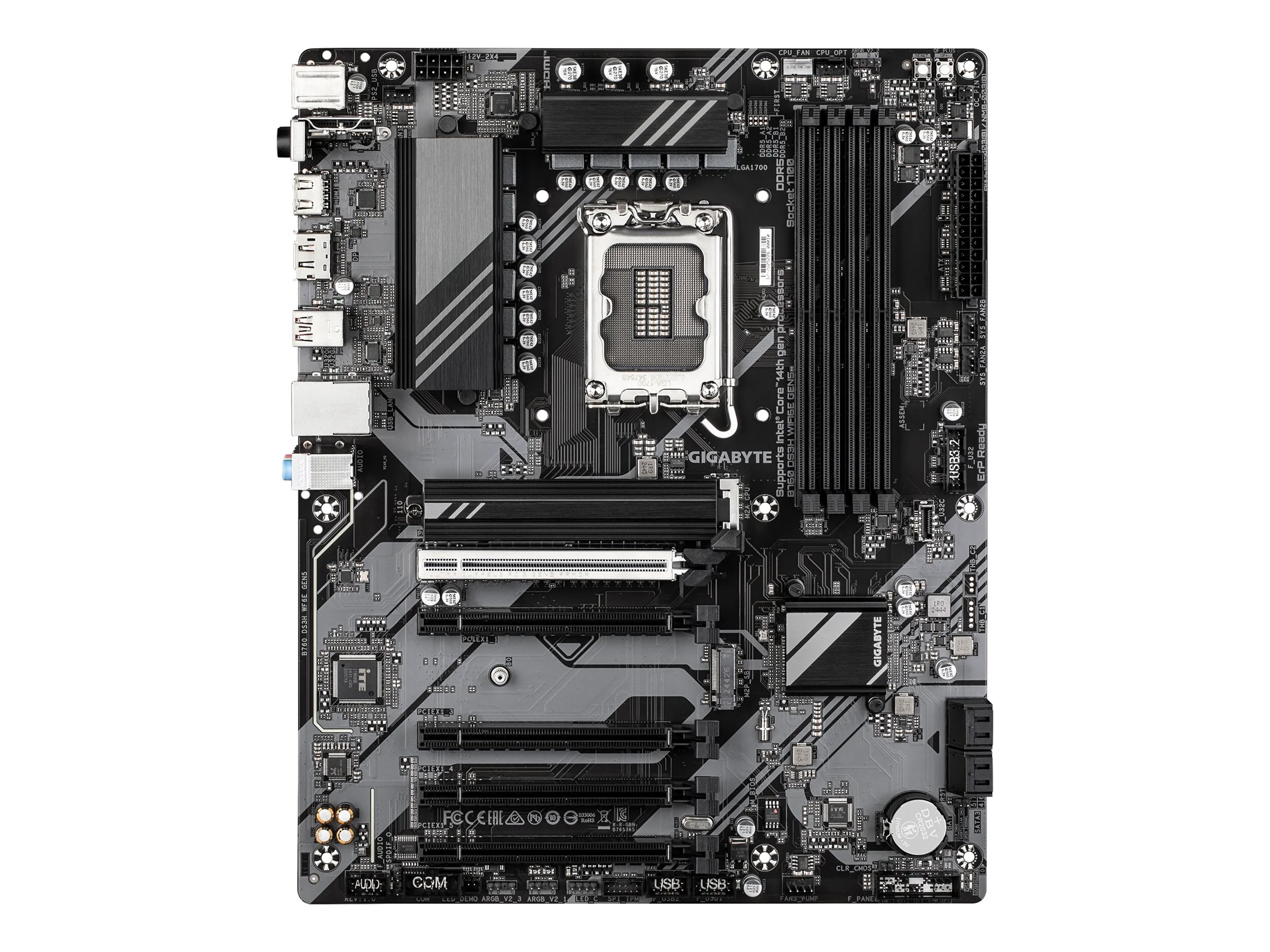 Gigabyte B760 DS3H WIFI6E GEN5 - Motherboard - ATX - LGA1700-Sockel - B760 Chipsatz - USB-C 3.2 Gen 2x2, USB-C 3.2 Gen 1, USB 3.2 Gen 2, USB 3.2 Gen 1 - 2.5 Gigabit LAN, Wi-Fi 6E, Bluetooth - Onboard-Grafik (CPU erforderlich)