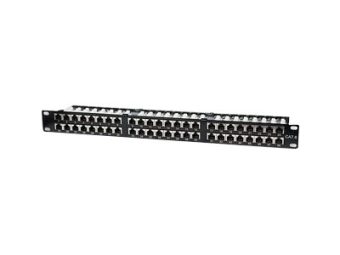 Intellinet 48-Port Cat5e Patchpanel geschirmt FTP 19 1 HE Klemmleisten mit 90 Grad abgewinkelten Kabeleinführungen - Patch Panel - CAT 5e - FTP - RJ-45 X 48 - 1U - 48.3 cm (19)