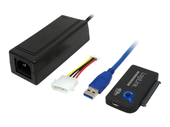 LogiLink Adapter USB 3.0 to SATA with OTB - Speicher-Controller mit Datenanzeige, Netzanzeige, OneTouchEasy-Button (OTB)