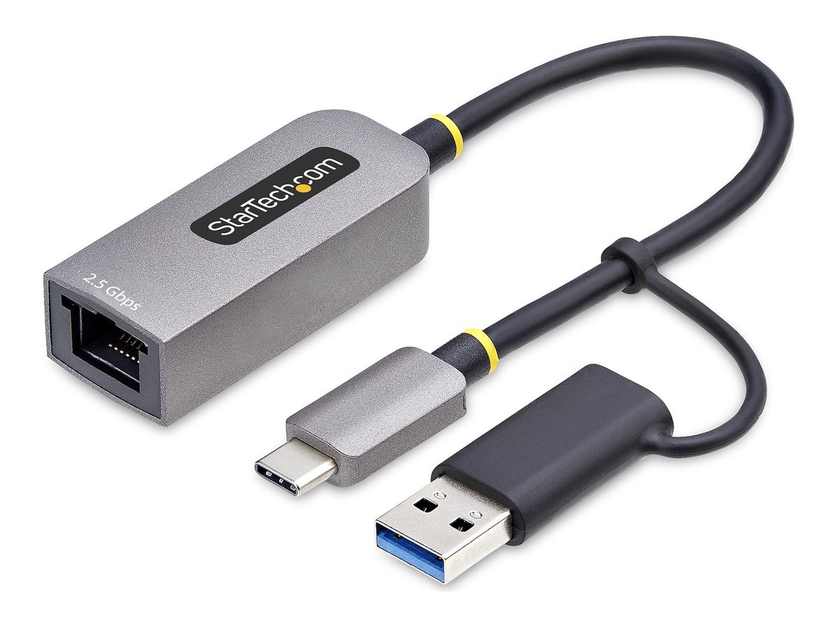 StarTech.com 2.5GbE USB-C to Ethernet Adapter with USB-A Converter