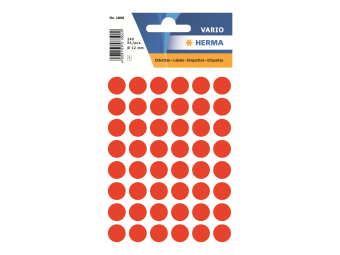 HERMA Papier - selbstklebend - Luminous Red - 12 mm rund 240 Etikett(en) (5 Bogen x 48)