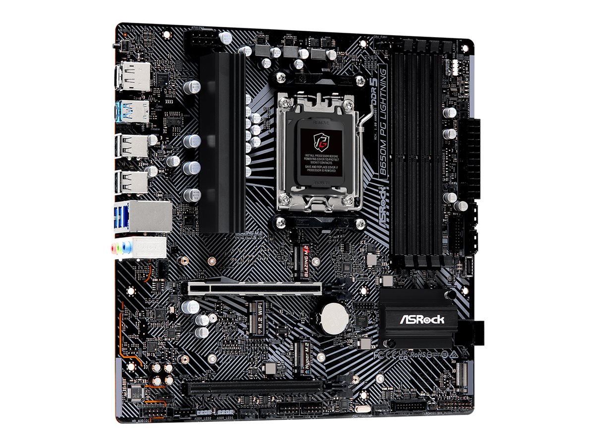 ASRock B650M PG Lightning - Motherboard - micro ATX - Socket AM5 - AMD B650 Chipsatz - USB-C 3.2 Gen2, USB 3.2 Gen 2, USB 3.2 Gen 1, USB-C 3.2 Gen 1 - 2.5 Gigabit LAN - Onboard-Grafik (CPU erforderlich)