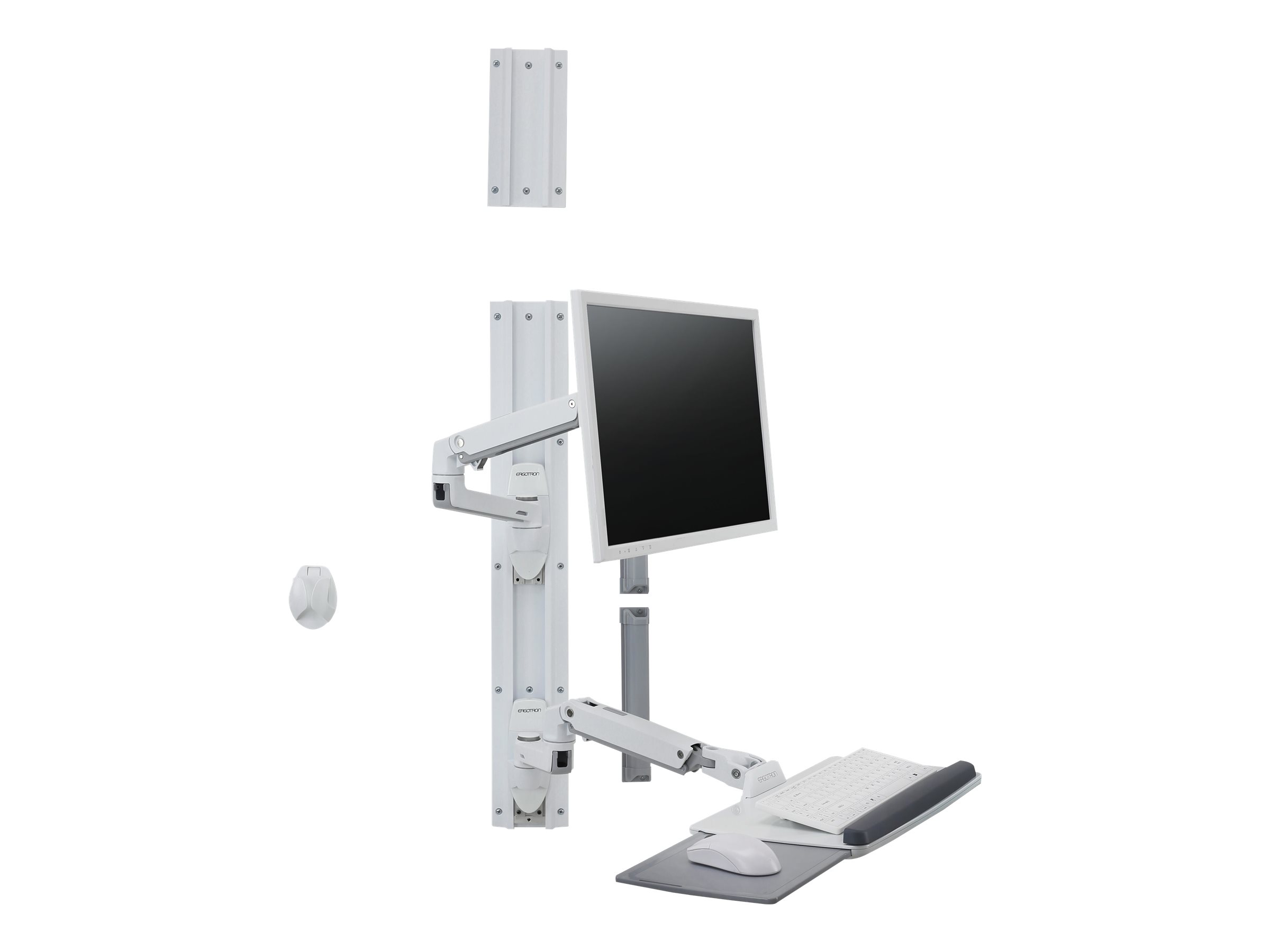 Ergotron LX Wall Mount System - Befestigungskit (Wandarm, Maushalterung, Tastaturarm, 2 Kabelkanäle, Handgelenkkissen, Wandschiene 10", Wandschiene 34")