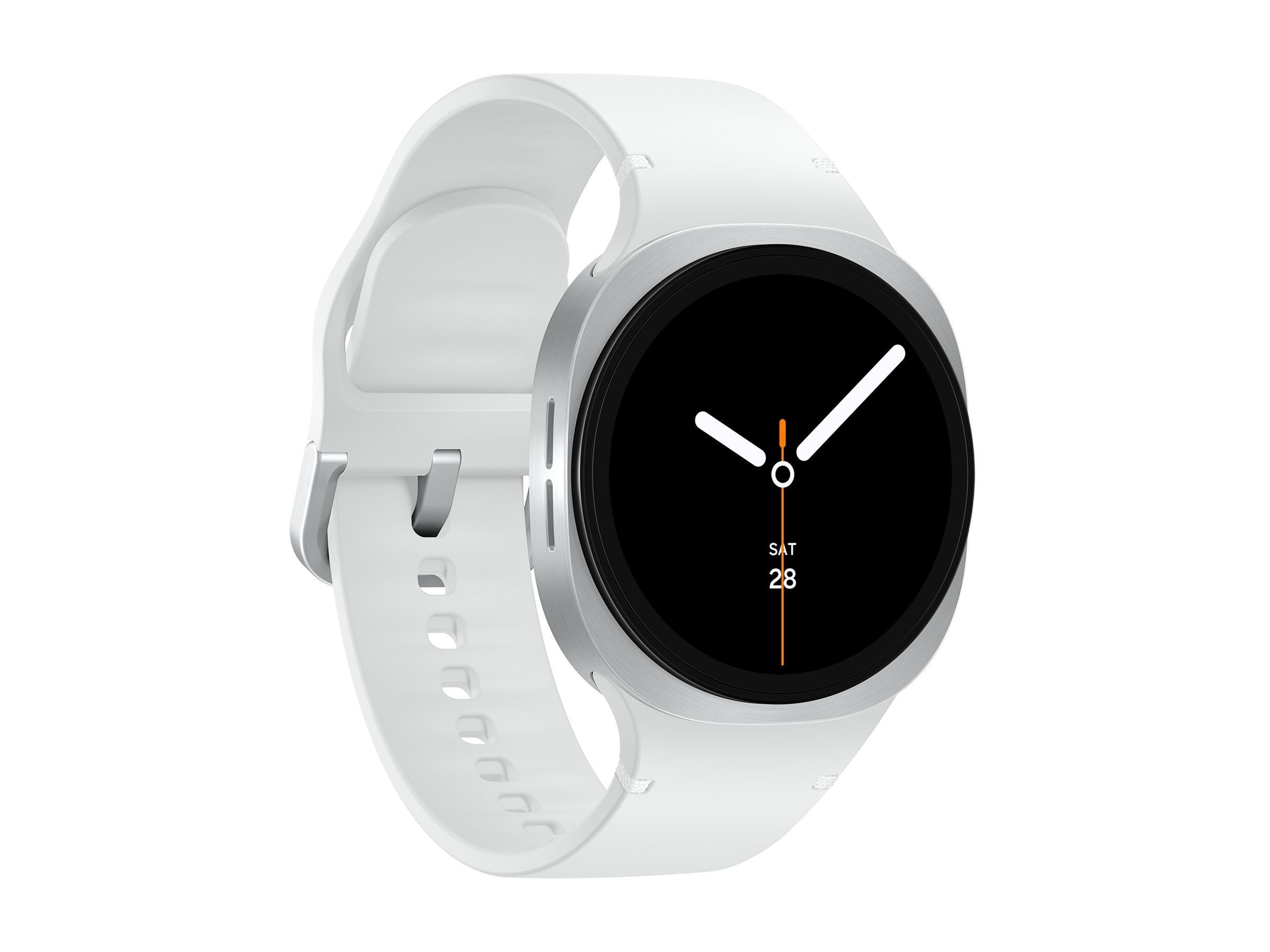 Samsung Galaxy Watch8 - 40 mm - silber - intelligente Uhr mit Sportband - Gummi - weiß - Bandgröße SM - Anzeige 3.4 cm (1.34")