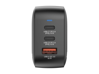 Verbatim Netzteil - GaN - 70 Watt - 5 A - PD 3.0, PDPPS, QC 4.0 - 3 Ausgabeanschlussstellen (2 x USB-C, USB)