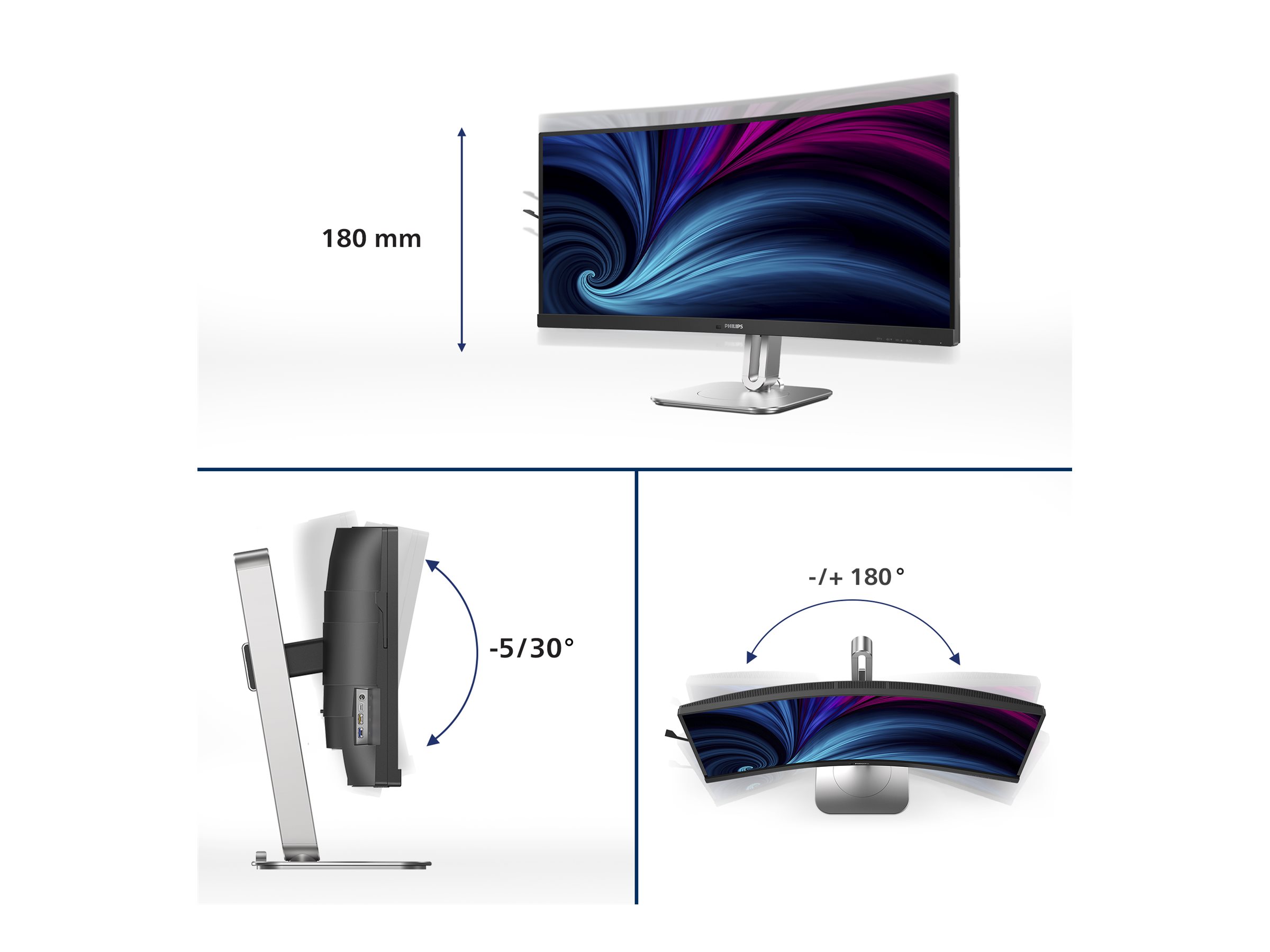 Philips 34B2U5600C - 5000 Series - LED-Monitor - gebogen - USB - 86.36 cm (34")