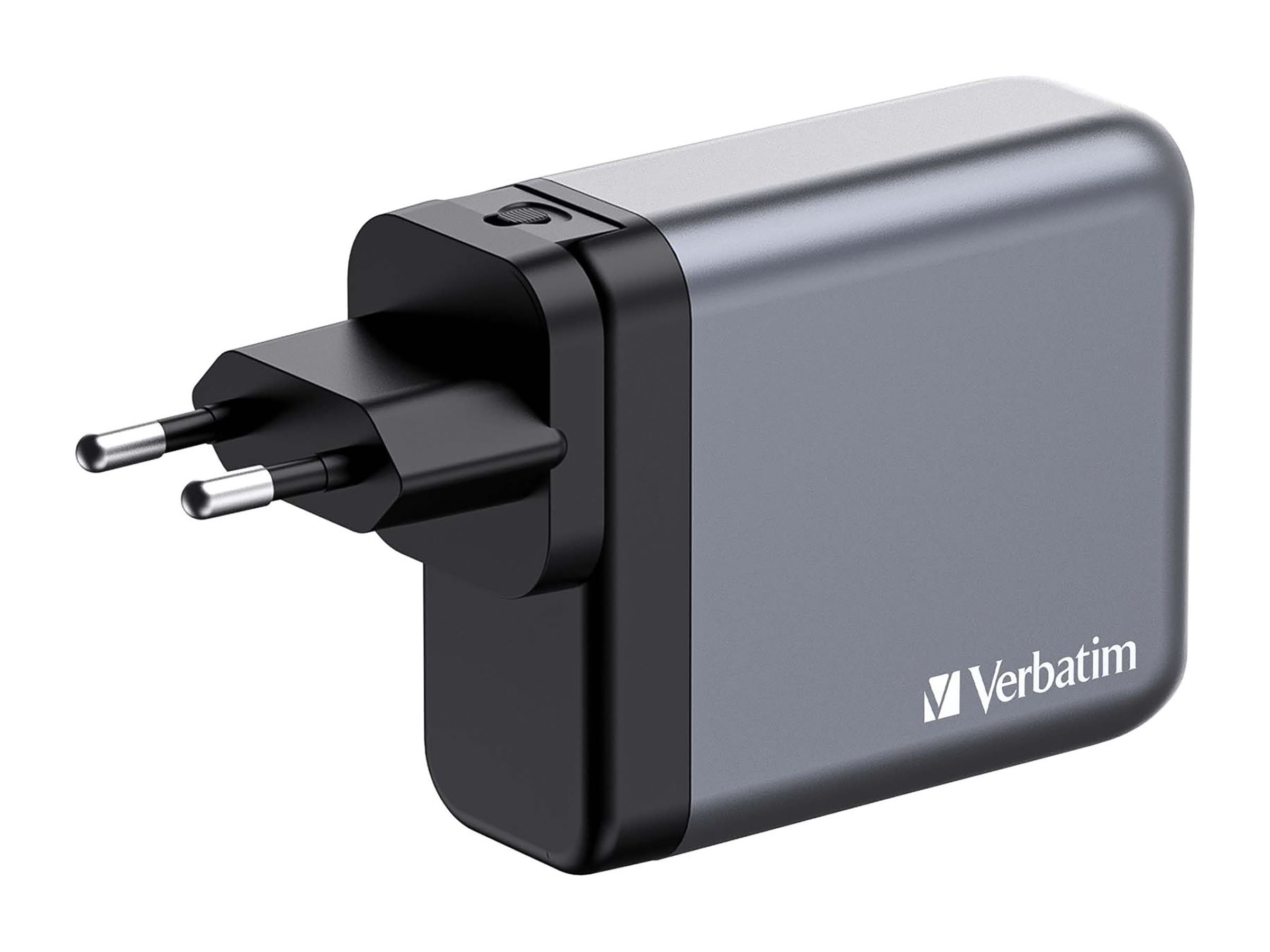 Verbatim Netzteil - GaN - 140 Watt - 5 A - PD 3.0, Power Delivery 3.1, QC 3.0, PDPPS - 4 Ausgabeanschlussstellen (3 x USB-C, USB)