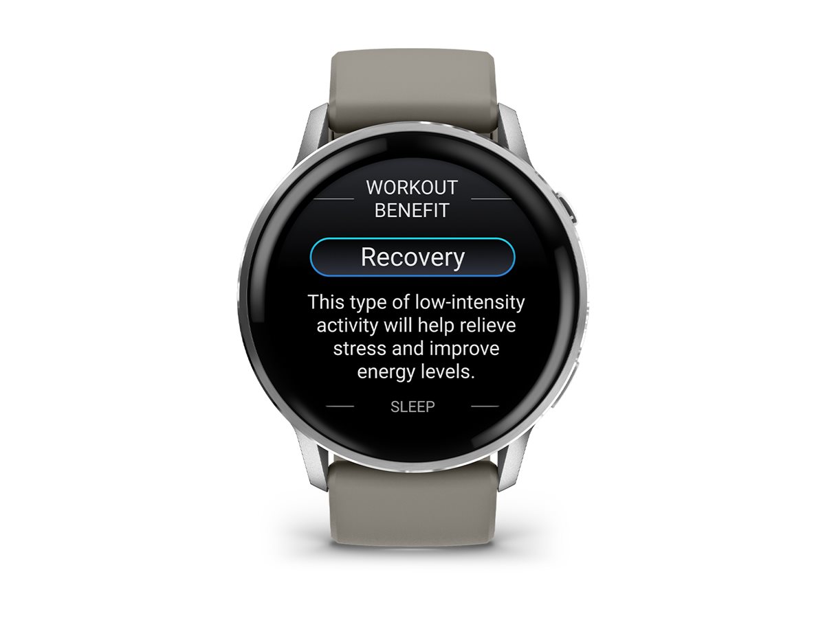 Garmin Venu 4 - 45 mm - silber - intelligente Uhr mit Band - Silikon - silver gray - Handgelenkgröße 135-200 mm - Anzeige 3.53 cm (1.4")