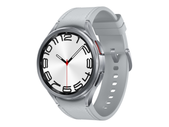 Samsung Galaxy Watch6 Classic - 47 mm - intelligente Uhr mit Band - Hybrid-Eco-Leder - Silber - Bandgröße: ML - Anzeige 3.73 cm (1.5)
