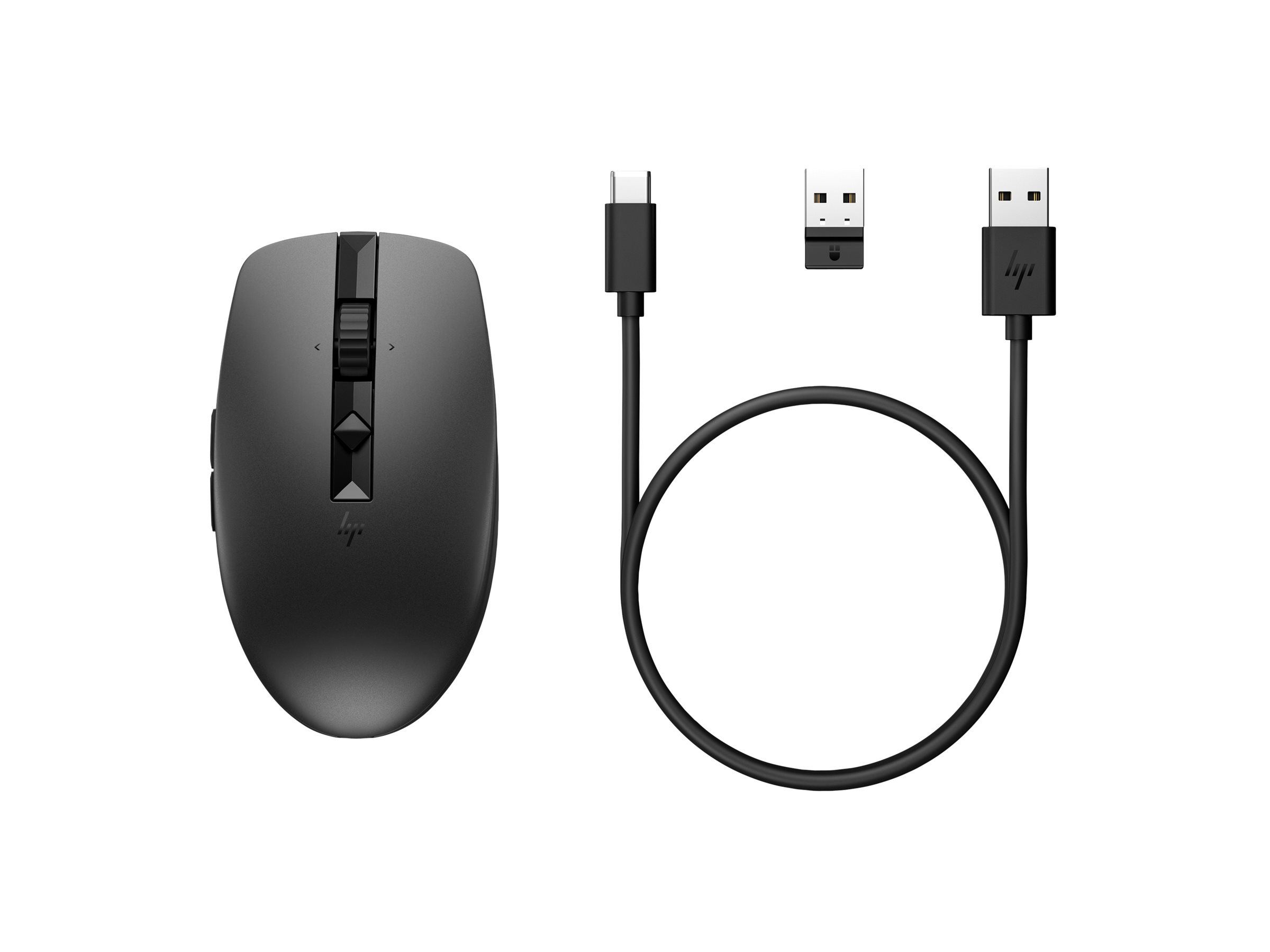 HP 710 - Maus - wiederaufladbar - 7 Tasten - kabellos - Bluetooth 5.3, 2.4 GHz - kabelloser Empfänger (USB)