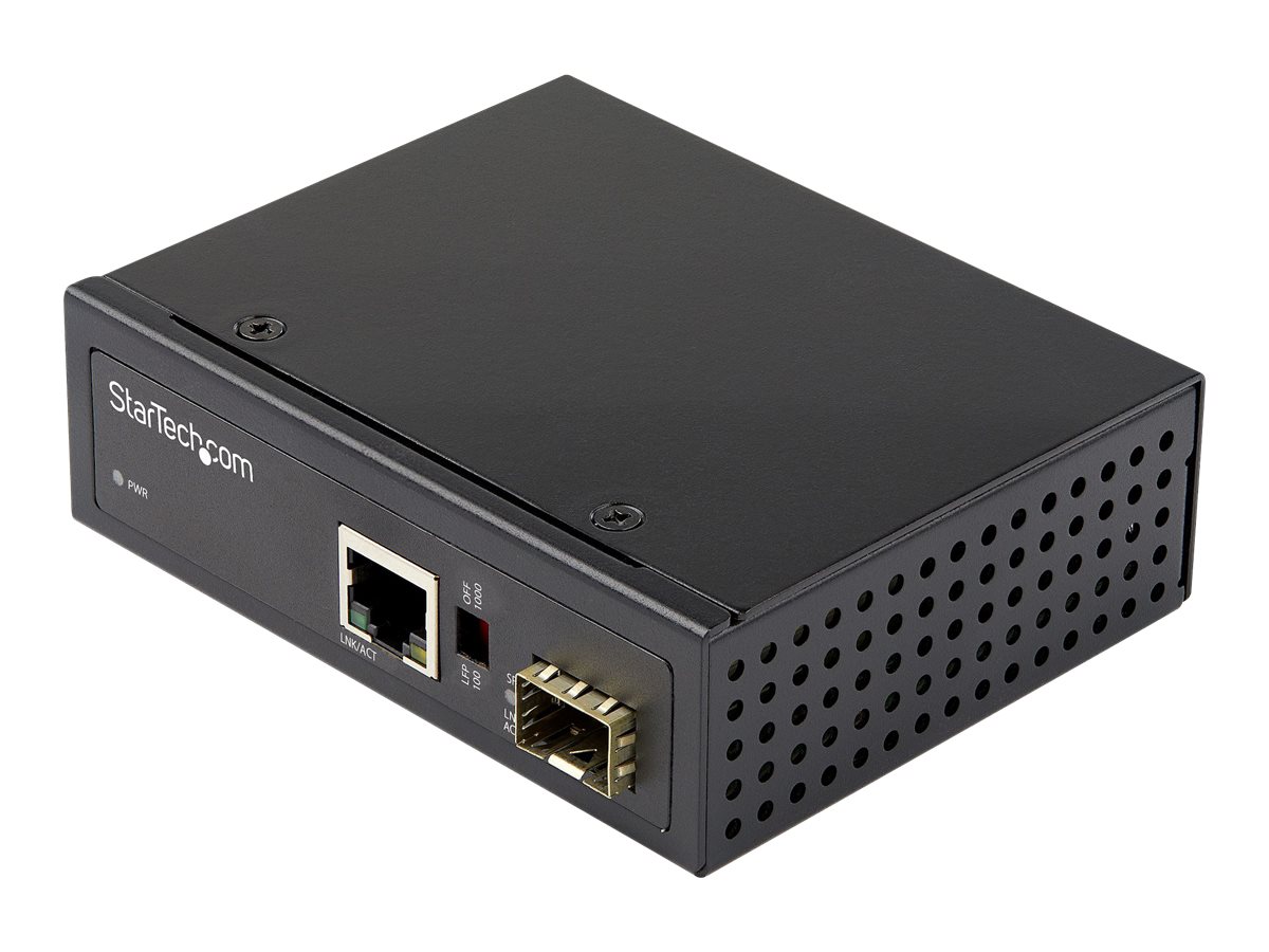 StarTech.com Industrial Media Converter - 1 Gbits Medienkonverter LWL Kupfer - Singlemode-Multimode Glasfaser auf Kupfer Netzwerk - 12-56 V DC - IP-30-40&degC bis 75&degC (IMC1GSFP)
