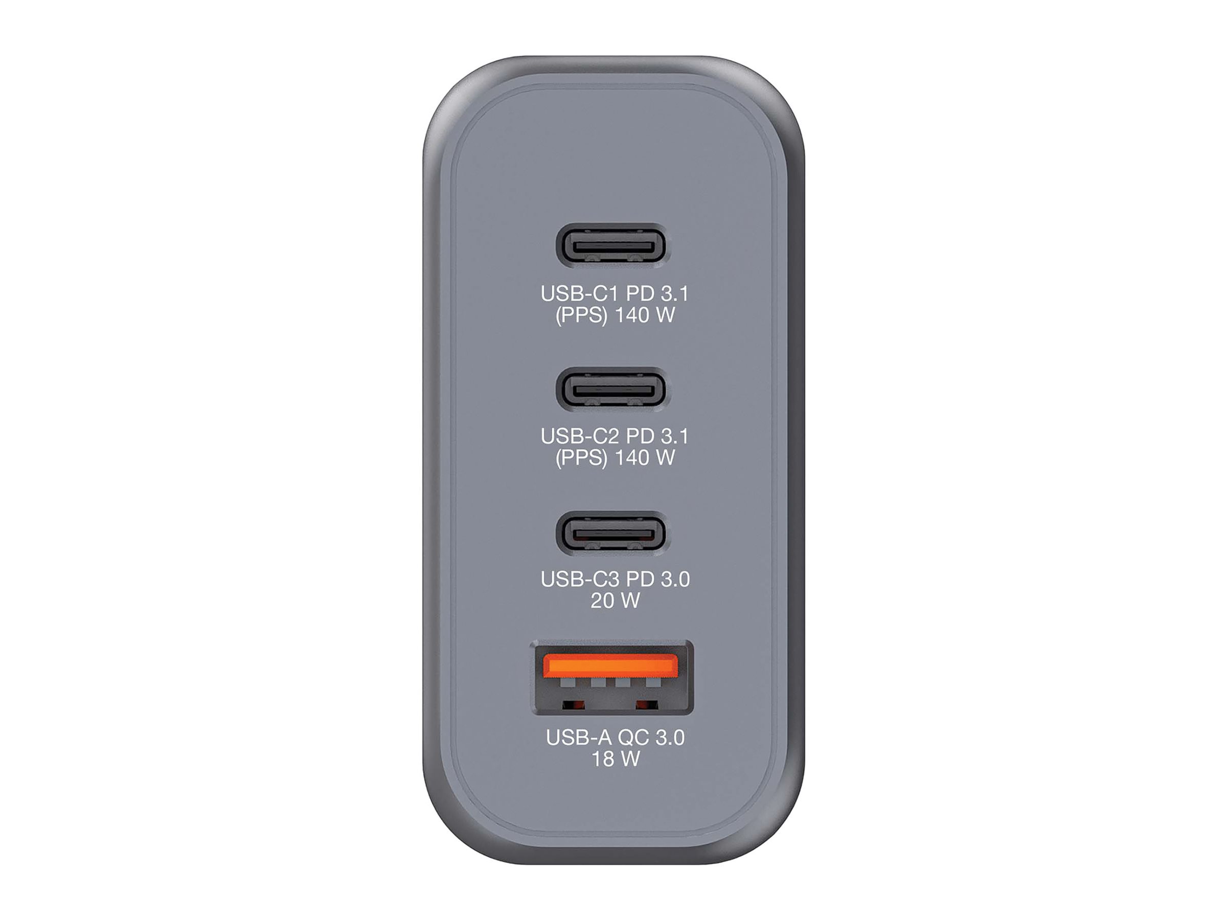 Verbatim Netzteil - GaN - 140 Watt - 5 A - PD 3.0, Power Delivery 3.1, QC 3.0, PDPPS - 4 Ausgabeanschlussstellen (3 x USB-C, USB)
